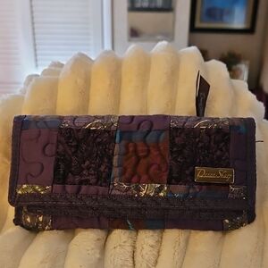 Donna Sharp Purple Quilted Patchwork Clutch Wallet 9x4